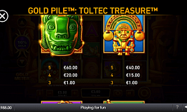 Tabela de pagamento Gold Pile Toltec Treasure