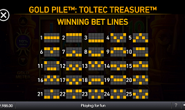 Linhas de pagamento Gold Pile Toltec Treasure
